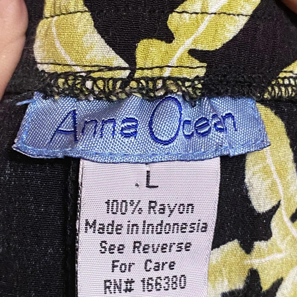 Anna Ocean Tropical Elastic Waist Breezy Pants L